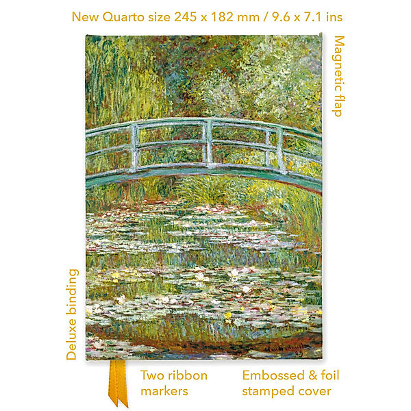 Premium Notizbuch Quartformat: Claude Monet, Die japanische Brücke, Flame Tree Publishing