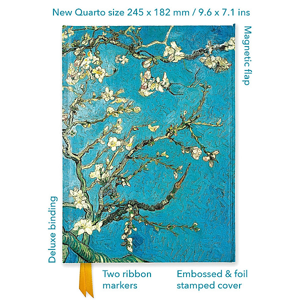 Premium Notizbuch Quartformat: Vincent van Gogh, Mandelbaum in Blüte, Flame Tree Publishing