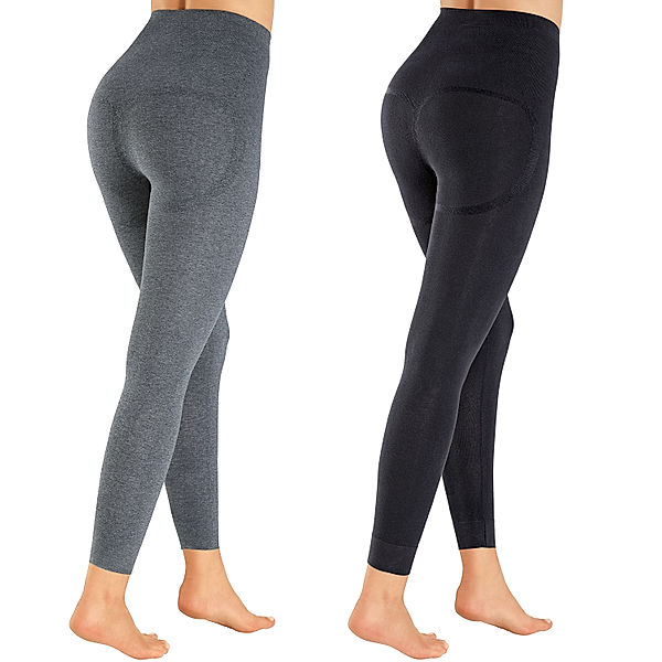 Premium Schlank-Leggings, 2er-Set, anthrazit und schwarz (Größe: XXL=50+)