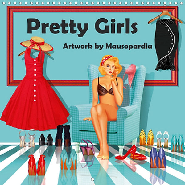 Pretty Girls Artwork by Mausopardia (Wall Calendar 2021 300 × 300 mm Square), Monika Juengling alias Mausopardia