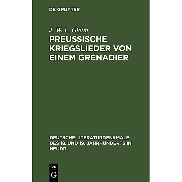 Preussische Kriegslieder von einem Grenadier, J. W. L. Gleim