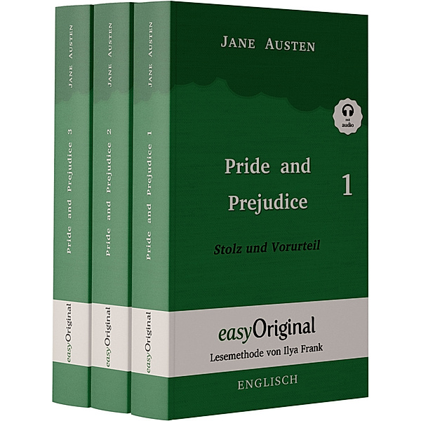 Pride and Prejudice / Stolz und Vorurteil - Teile 1-3 Hardcover (Buch + 3 MP3 Audio-CD) - Lesemethode von Ilya Frank - Zweisprachige Ausgabe Englisch-Deutsch, m. 1 Audio-CD, m. 1 Audio, m. 1 Audio, 3 Teile, Jane Austen