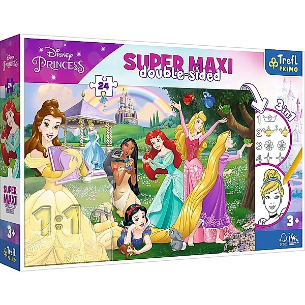 Trefl Primo Super Maxi Puzzle 24 Teile und Malvorlage  Disney Princess