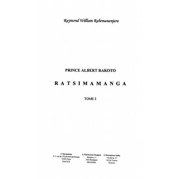 Prince albert rakoto ratsimamanga t. 1 / Hors-collection, Rabemananjara Raymond William