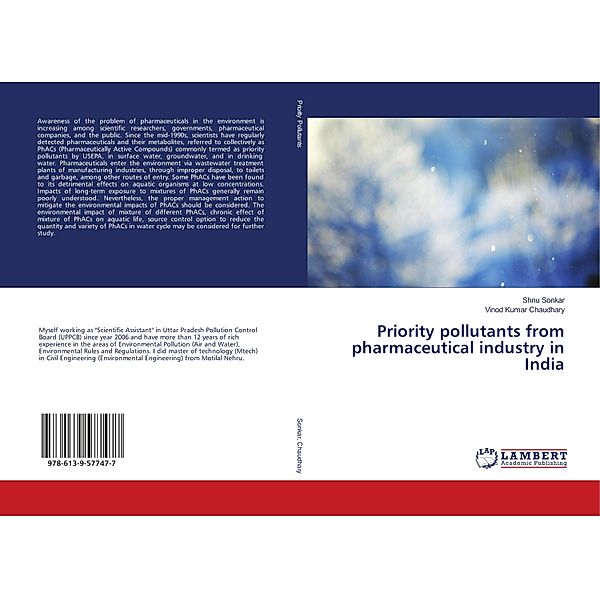 Priority pollutants from pharmaceutical industry in India, Shnu Sonkar, Vinod Kumar Chaudhary