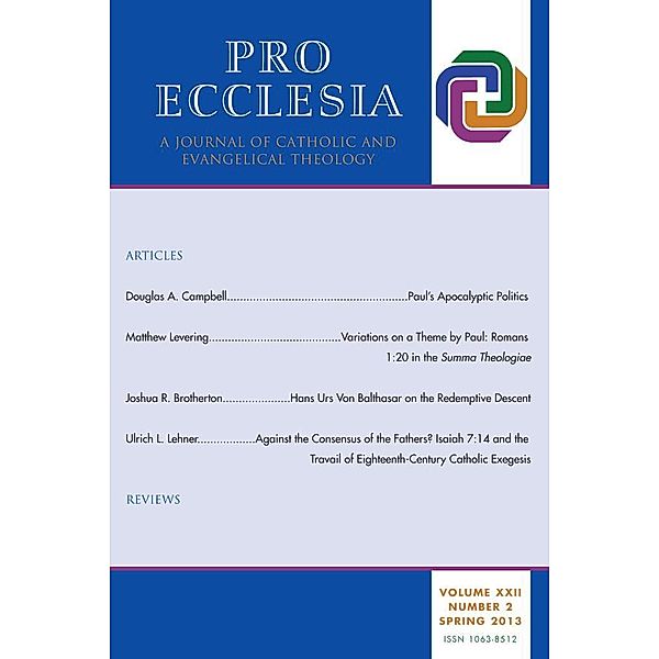 Pro Ecclesia: Pro Ecclesia Vol 22-N2, Pro Ecclesia