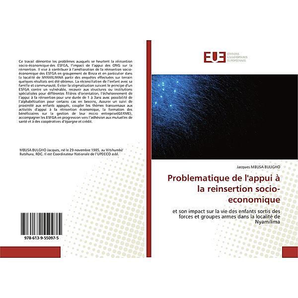 Problematique de l'appui à la reinsertion socio-economique, Jacques MBUSA BULIGHO