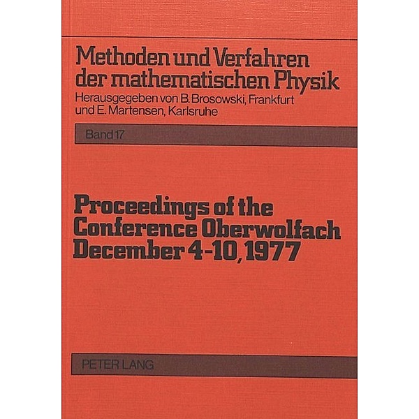 Proceedings of the Conference Oberwolfach: December 4-10, 1977