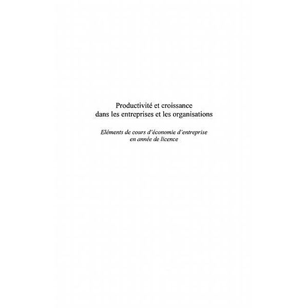 Productivite et croissance dans les entr / Hors-collection, Gamsore Francis L.