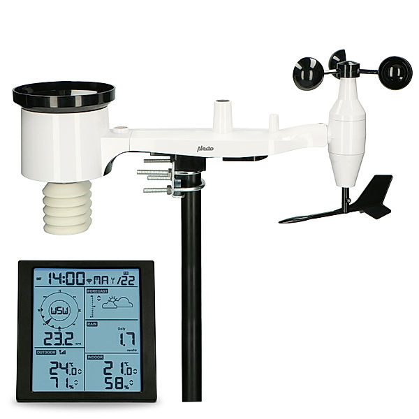 Professionelle 6 in 1 WLAN-Wetterstation mit App und kabell. Außensensor WS5200