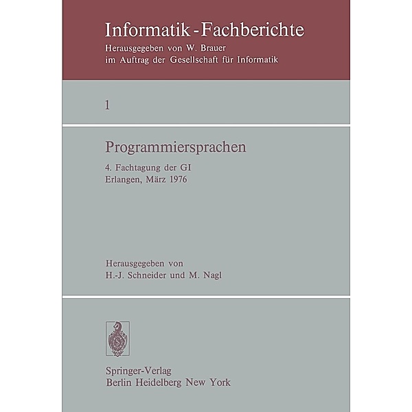Programmiersprachen / Informatik-Fachberichte Bd.1