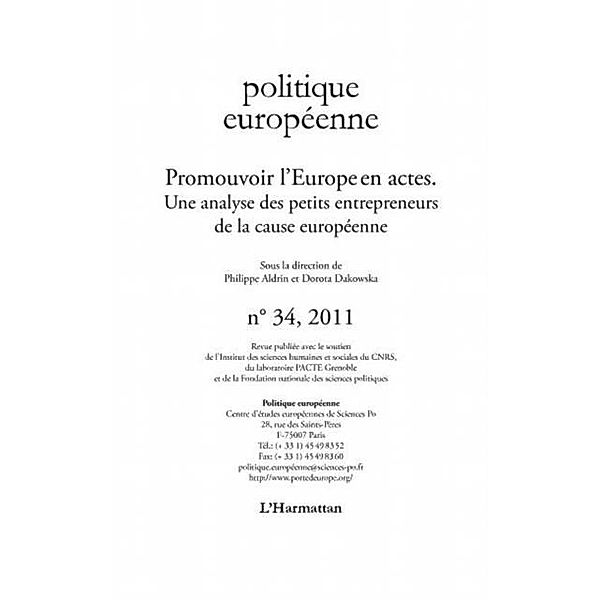 Promouvoir l'europe en actes -une analy / Hors-collection, Dorota Dakowoska