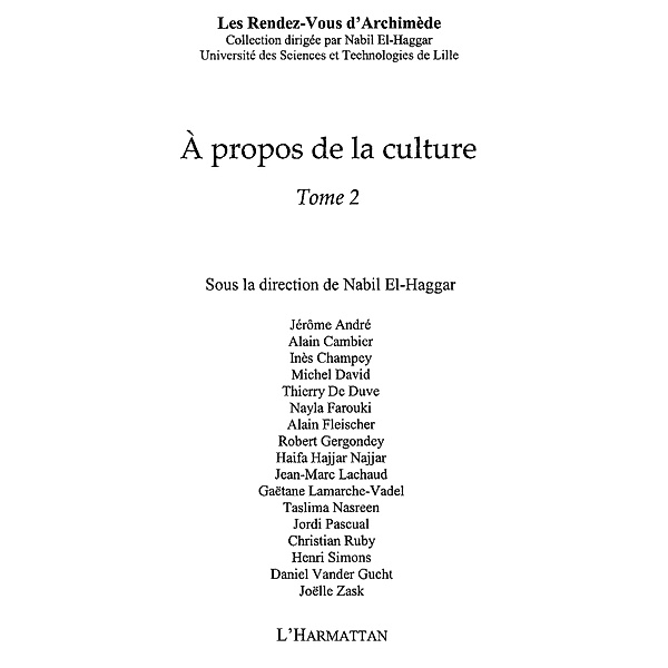 propos de la culture - tome2 / Hors-collection, Collectif