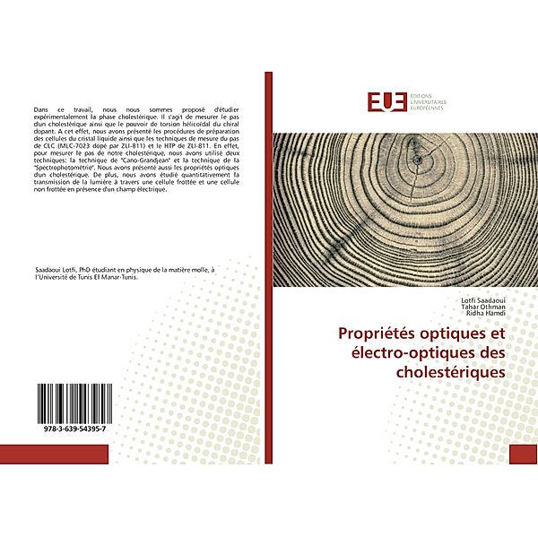 Propriétés optiques et électro-optiques des cholestériques, Lotfi Saadaoui, Tahar Othman, Ridha Hamdi