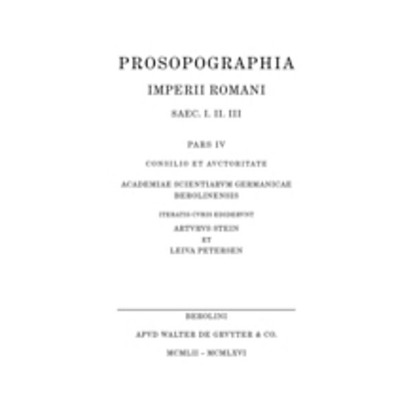 Prosopographia Imperii Romani Saec I, II, III / Pars IV / [G - I]