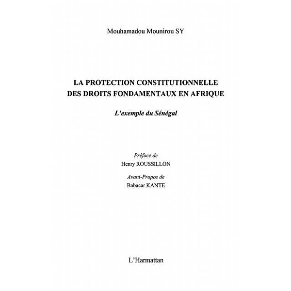 Protection constitutionnelle  des droits fondamentaux en afr / Hors-collection, Sy Mouhamadou Mounirou
