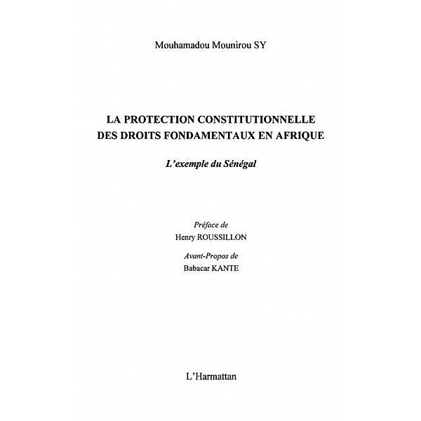 Protection constitutionnelle  des droits fondamentaux en afr / Hors-collection, Sy Mouhamadou Mounirou