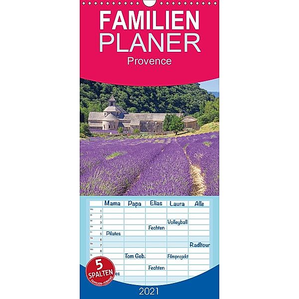 Provence - Familienplaner hoch (Wandkalender 2021 , 21 cm x 45 cm, hoch), LianeM