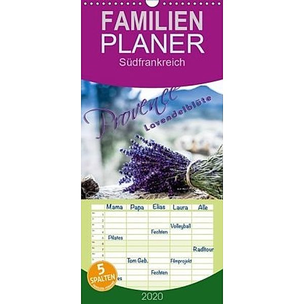 Provence - Lavendelblüte - Familienplaner hoch (Wandkalender 2020 , 21 cm x 45 cm, hoch), Monika Schöb