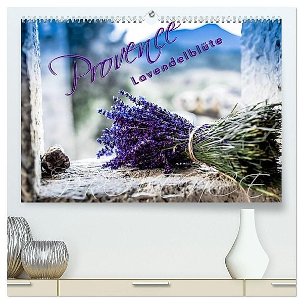Provence - Lavendelblüte (hochwertiger Premium Wandkalender 2024 DIN A2 quer), Kunstdruck in Hochglanz, Monika Schöb