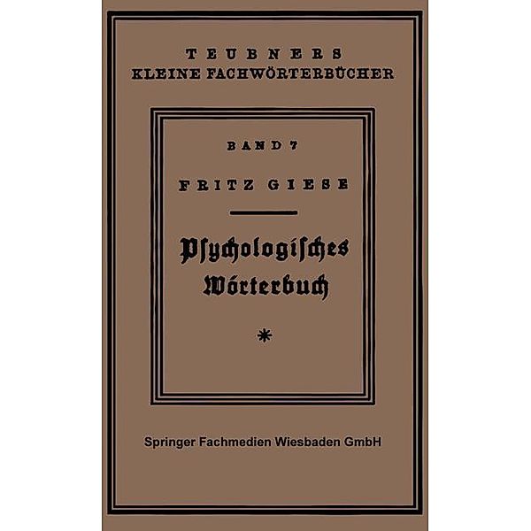 Psÿchologisches Wörterbuch, Fritz Giese