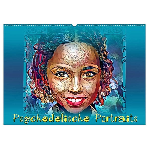 Psychedelische Portraits (Wandkalender 2024 DIN A2 quer), CALVENDO Monatskalender, Garrulus glandarius