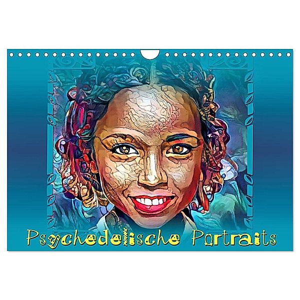 Psychedelische Portraits (Wandkalender 2024 DIN A4 quer), CALVENDO Monatskalender, Garrulus glandarius