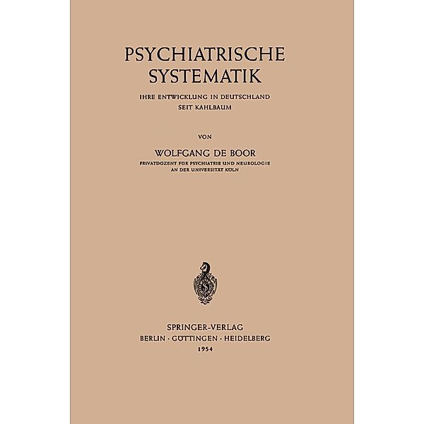 Psychiatrische Systematik, Wolfgang de Boor