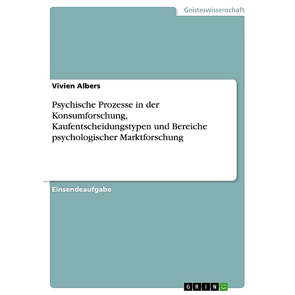 Psychische Prozesse in der Konsumforschung, Kaufentscheidungstypen und Bereiche psychologischer Marktforschung, Vivien Albers
