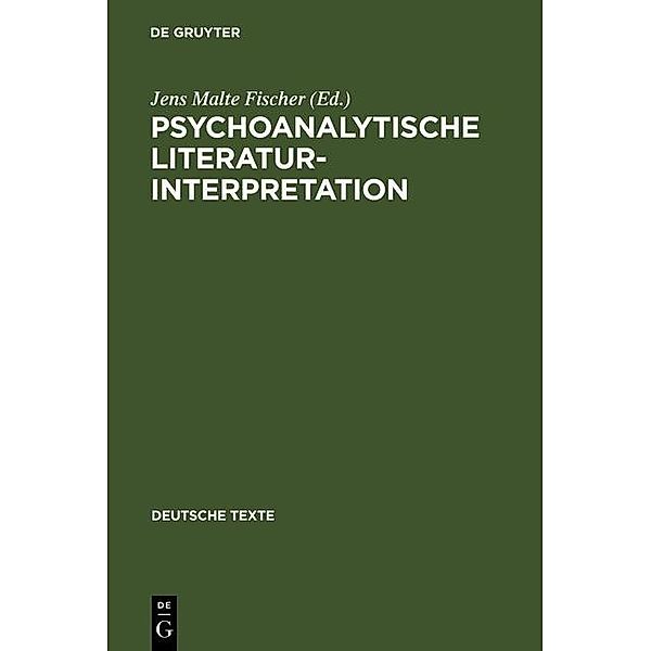 Psychoanalytische Literaturinterpretation / Deutsche Texte Bd.54