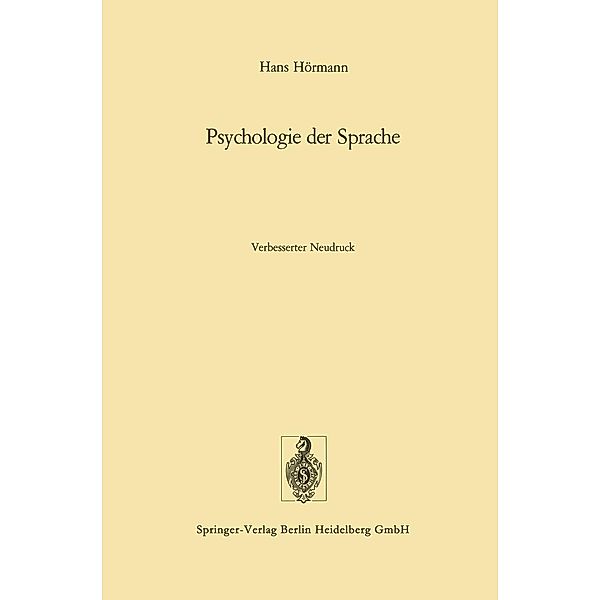 Psychologie der Sprache, Hans Hörmann