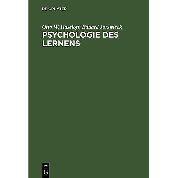 Psychologie des Lernens, Otto W. Haseloff, Eduard Jorswieck