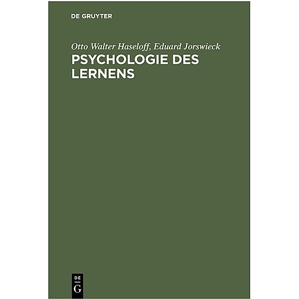 Psychologie des Lernens, Otto Walter Haseloff, Eduard Jorswieck