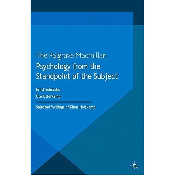 Psychology from the Standpoint of the Subject, Klaus Holzkamp, Andrew Boreham, Tod Sloan