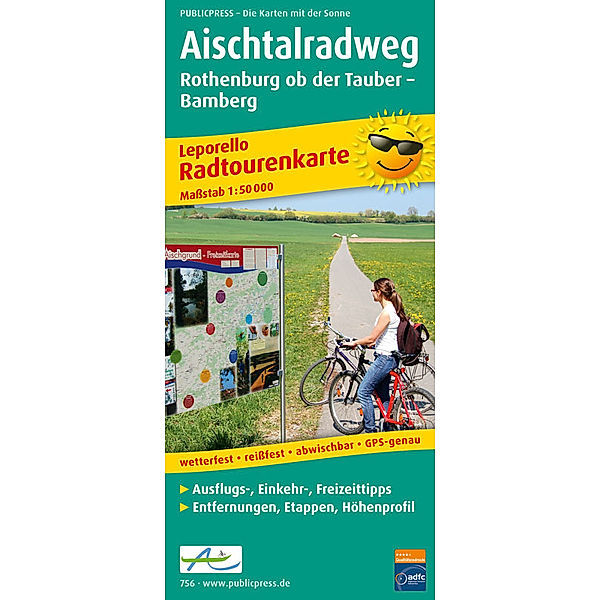 PublicPress Leporello Radtourenkarte Aischtalradweg, Rothenburg ob der Tauber - Bamberg