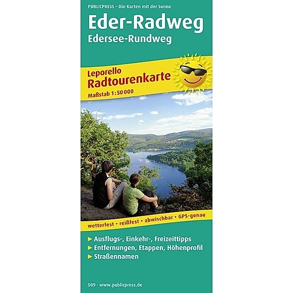 PublicPress Leporello Radtourenkarte Eder-Radweg, Edersee-Rundweg, 13 Teilktn.