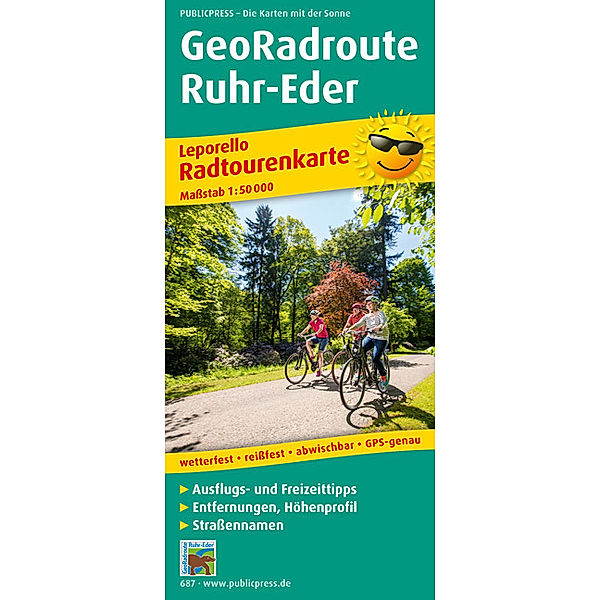 PublicPress Leporello Radtourenkarte GeoRadroute Ruhr-Eder