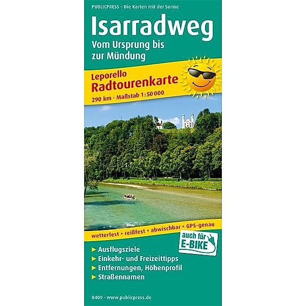 PUBLICPRESS Leporello Radtourenkarte Isarradweg, Von der Quelle bis zur Mündung