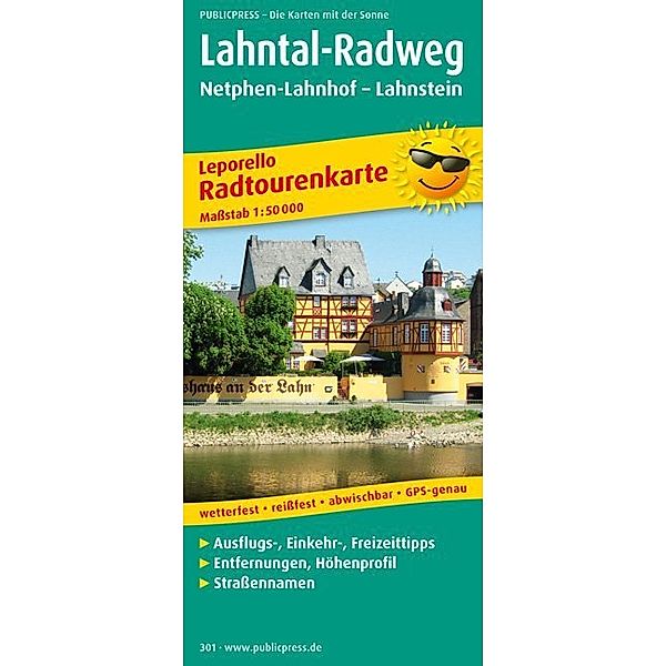 PublicPress Leporello Radtourenkarte Lahntal-Radweg, Netphen-Lahnhof - Lahnstein