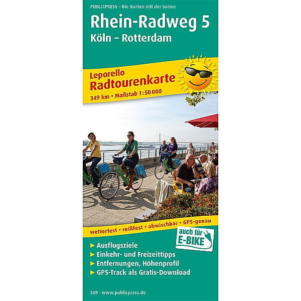 PublicPress Leporello Radtourenkarte Rhein-Radweg 5 Köln - Rotterdam.Tl.5