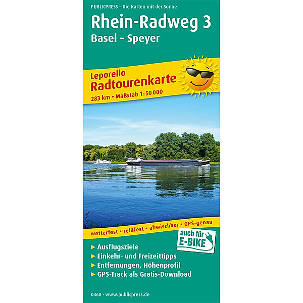 PublicPress Leporello Radwanderkarte Rhein-Radweg, 28 Teilktn..Tl.3