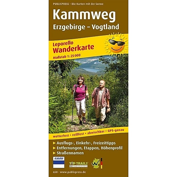 PublicPress Leporello Wanderkarte Kammweg Erzgebirge - Vogtland