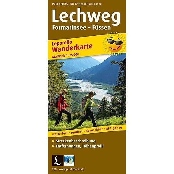 PUBLICPRESS Leporello Wanderkarte Lechweg, Formarinsee - Füssen