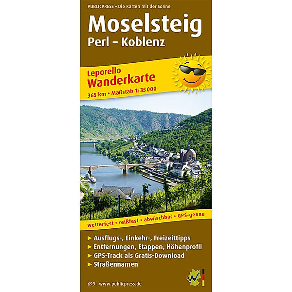 PublicPress Leporello Wanderkarte Moselsteig, Perl - Koblenz