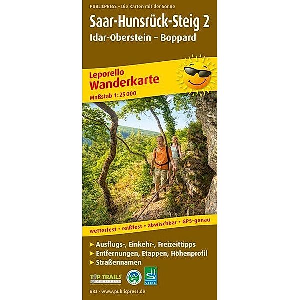 PublicPress Leporello Wanderkarte Saar-Hunsrück-Steig 2, Idar-Oberstein - Boppard