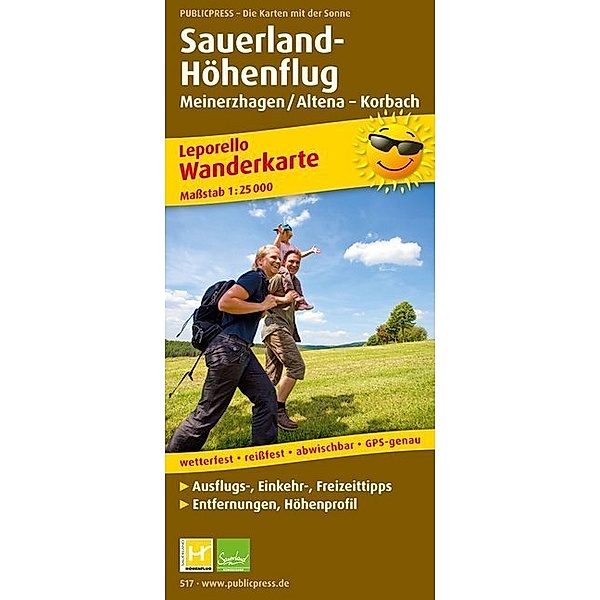 PublicPress Leporello Wanderkarte Sauerland-Höhenflug, Meinerzhagen / Altena - Korbach