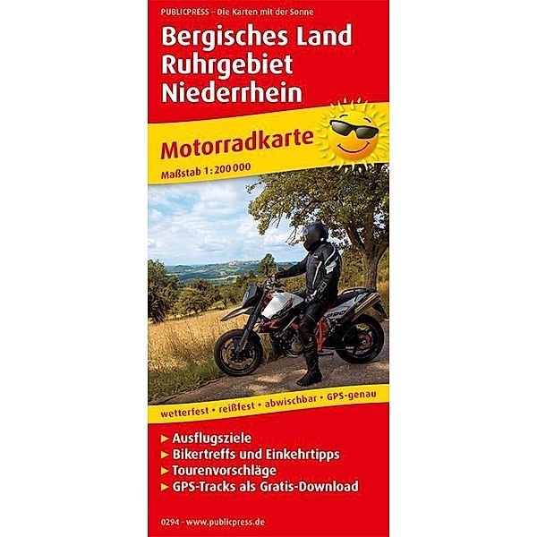 PublicPress Motorradkarte Bergisches Land, Ruhrgebiet, Niederrhein
