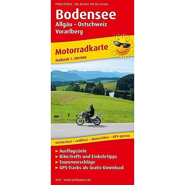 PublicPress Motorradkarte Bodensee, Allgäu - Ostschweiz - Vorarlberg