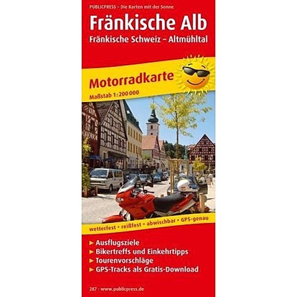 PublicPress Motorradkarte Fränkische Alb - Fränkische Schweiz, Altmühltal