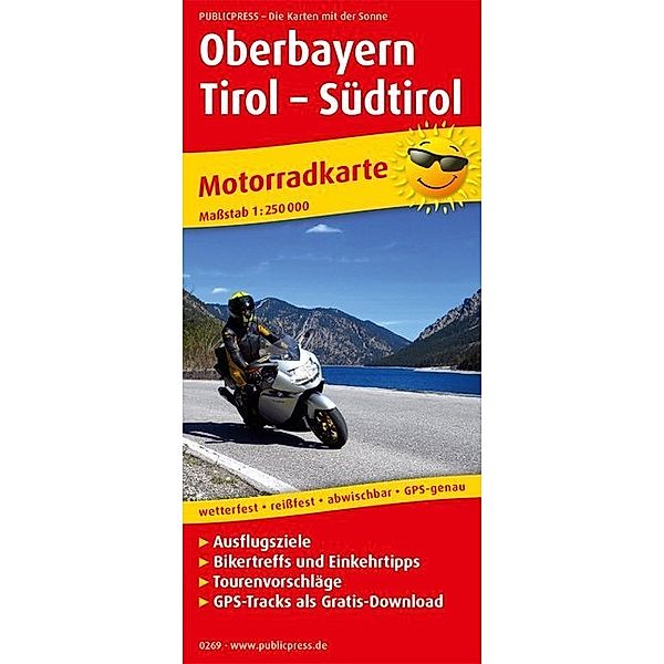 PublicPress Motorradkarte Oberbayern - Tirol - Südtirol